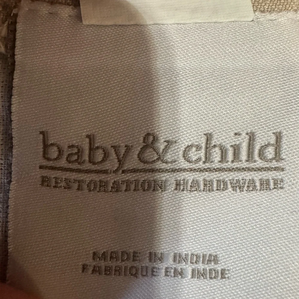 Restoration Hardware Beige Crib Skirt with Elephant Details